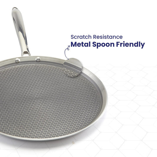 Honeycomb Series Tawa – Stainless Steel Triply Cookware (32cm / 34cm)